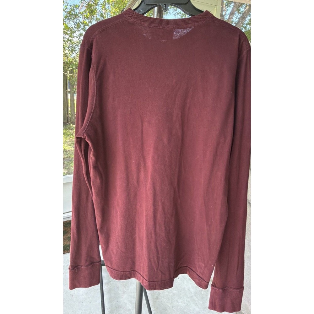 Hollister SZ XL Men's Burgundy Logo Long Sleeve T-shirt Crew Neck 2000s Vintage - Picture 7 of 10